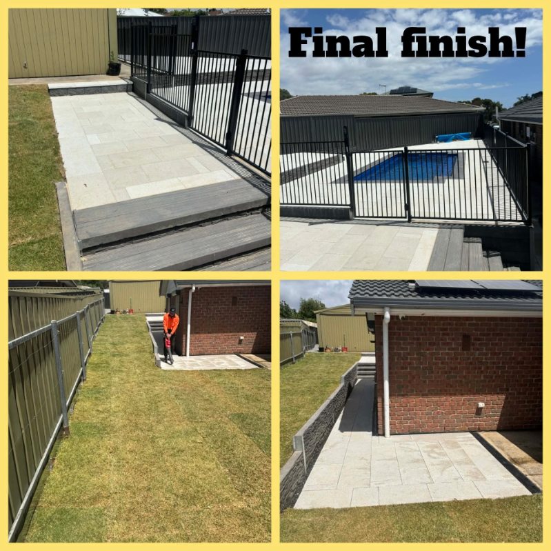 Completed paving project — pool surround, steps and landscaping by May Paving Gawler SA